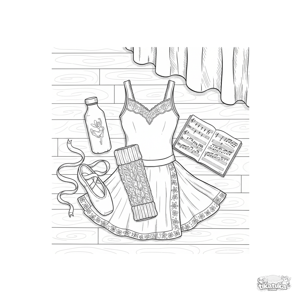 Atuendo de ensayo de ballet (entre bastidores, vista plana)