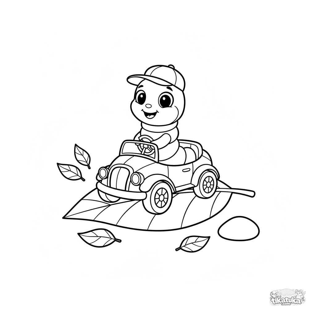 Oruga Conduciendo un Pequeño Coche Vintage