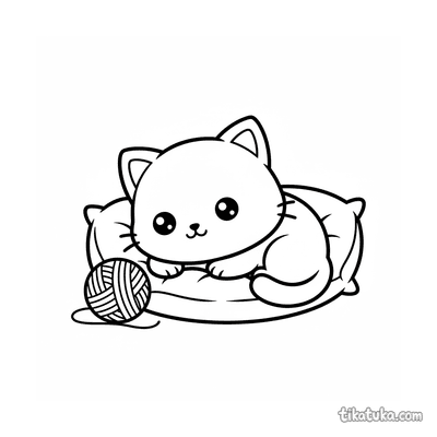 Gato Chibi Durmiendo en Cojín