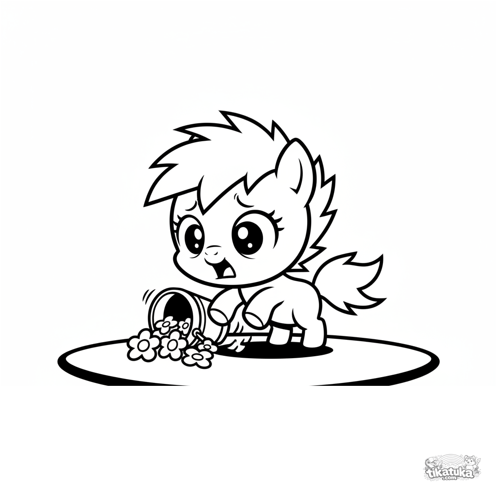 Poni chibi tropezando en el escenario