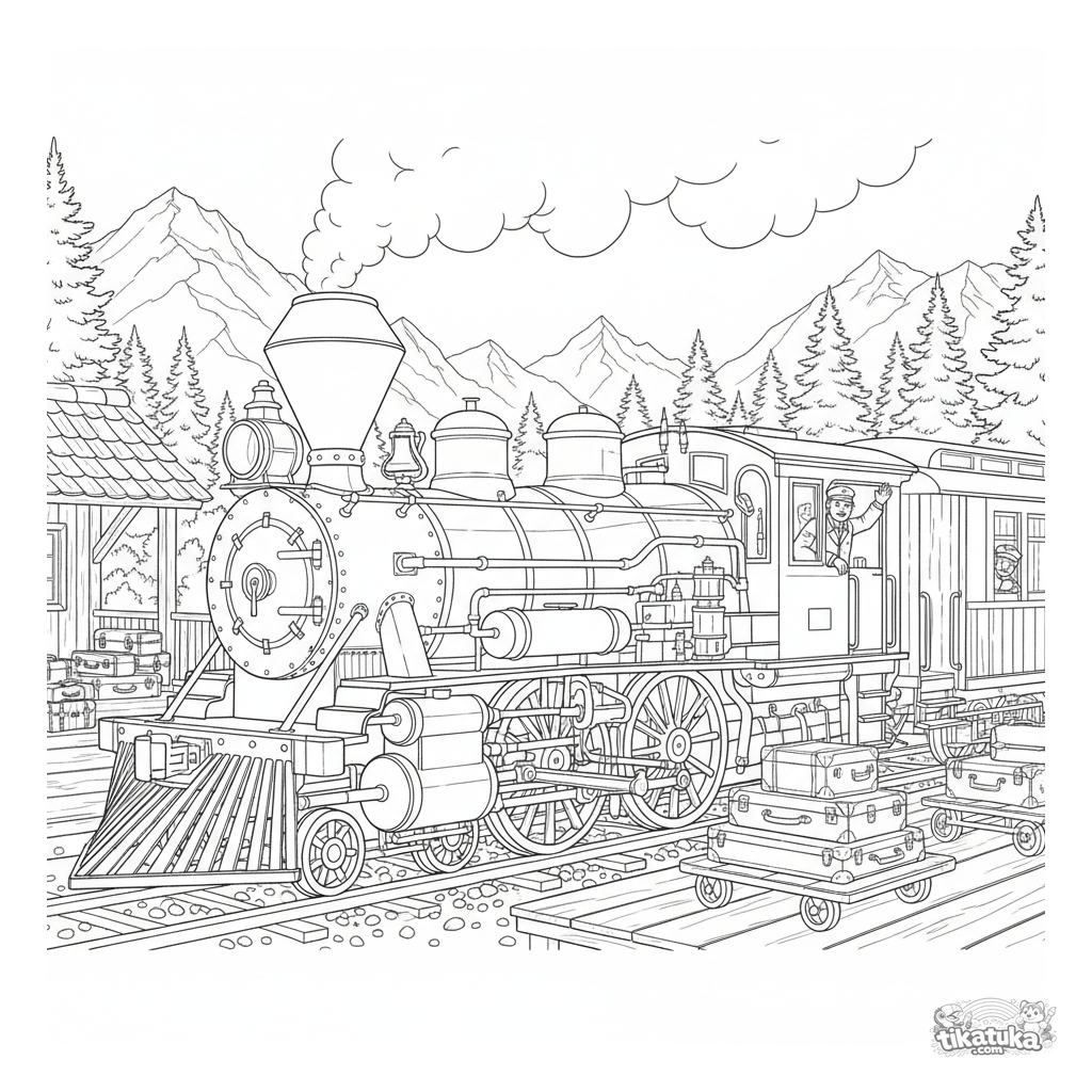 Tren de Vapor Vintage en Estación de Montaña