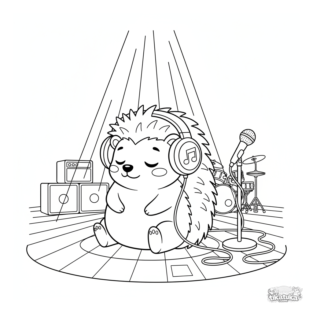 Erizo Escuchando Música en el Escenario