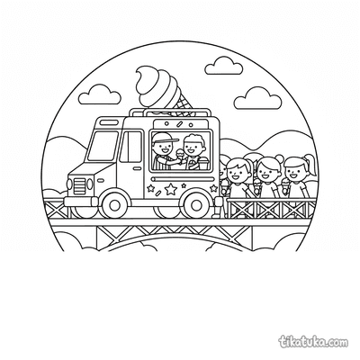 Camión de helados en el puente