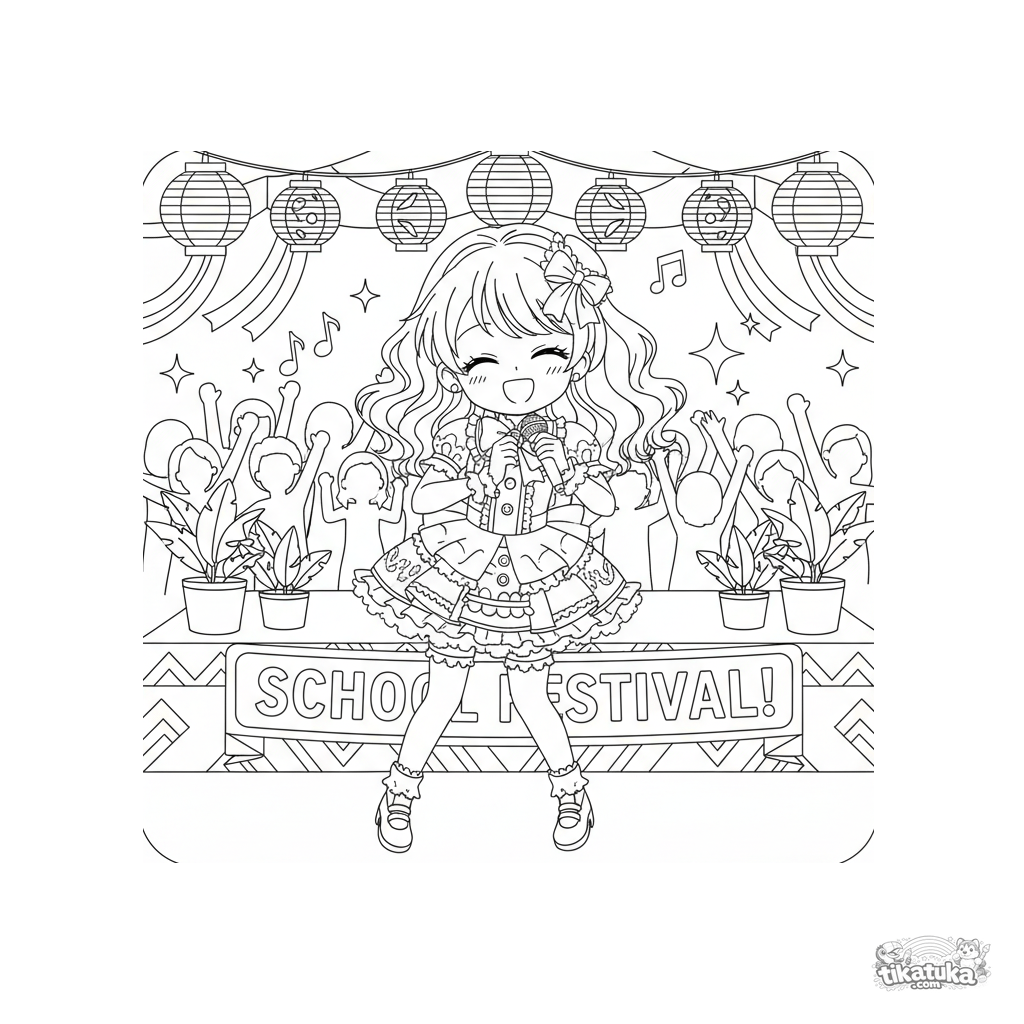 Idol Cantando en el Escenario del Festival Escolar