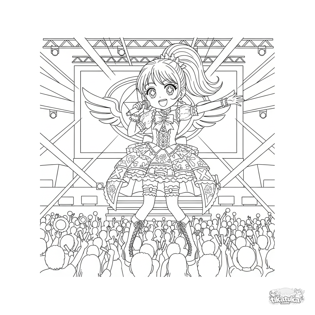 Cantante Idol Actuando en Escenario Festival con Luces de Fans