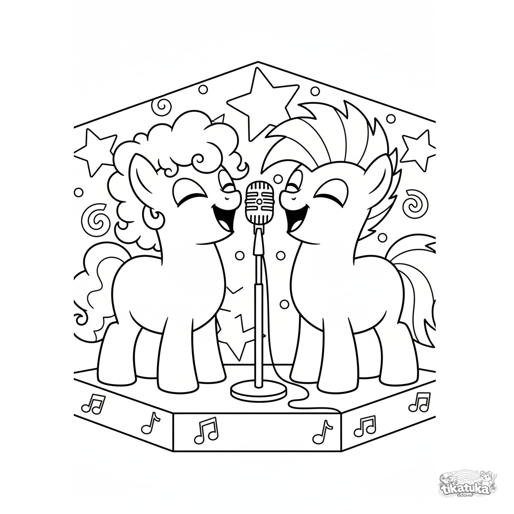 Dúo de ponis cantando
