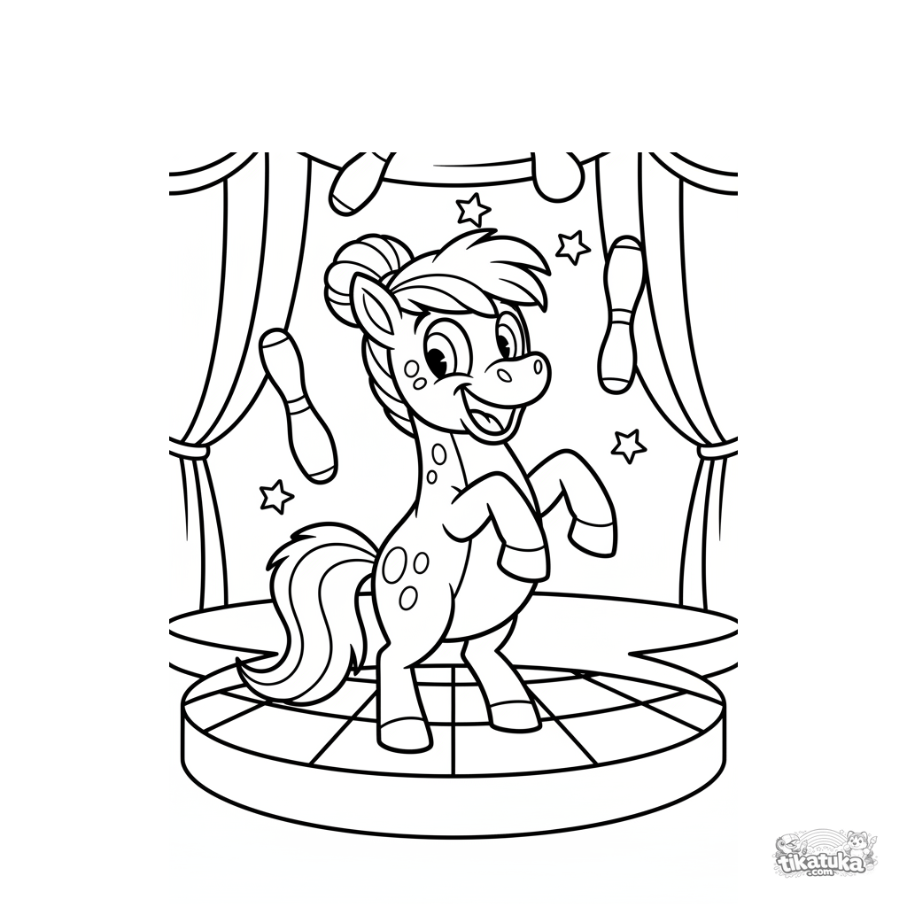 Poni malabarista en el escenario