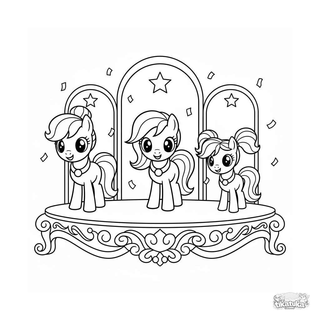 Compañía de ponis haciendo reverencia