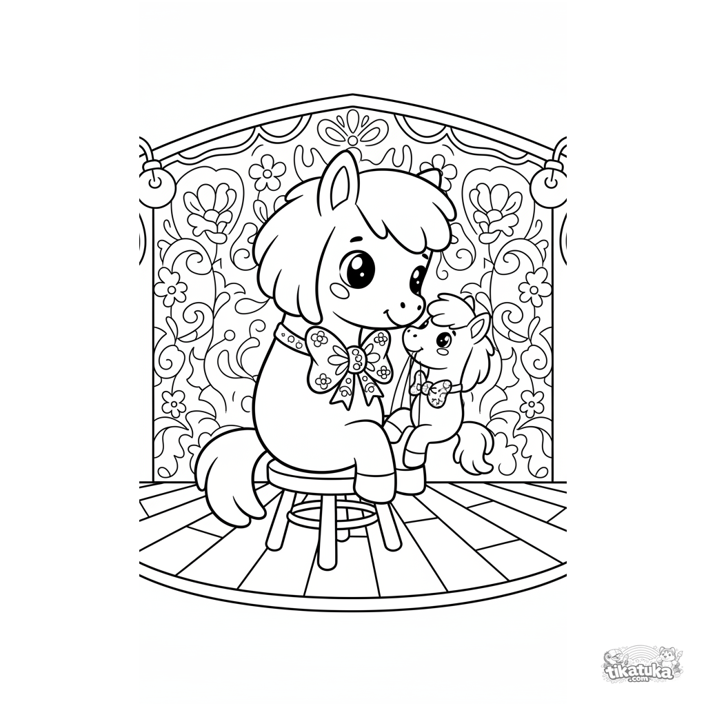 Pony Ventrílocua con Muñeco en el Escenario