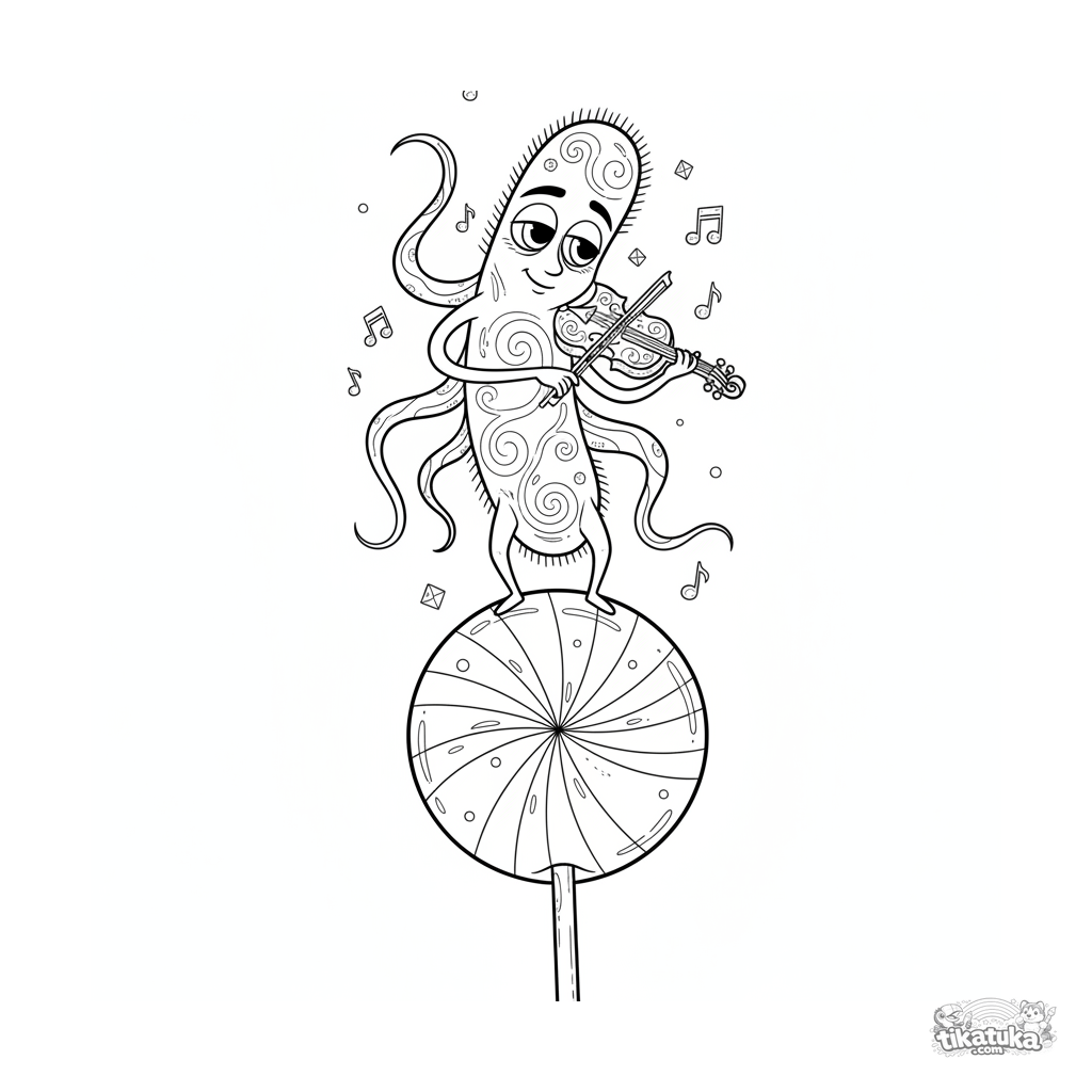 Bacteria bacilo violinista en piruleta