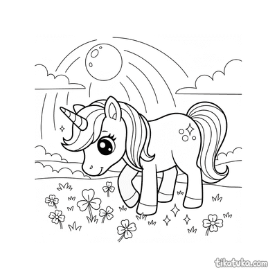 Poni unicornio en un prado