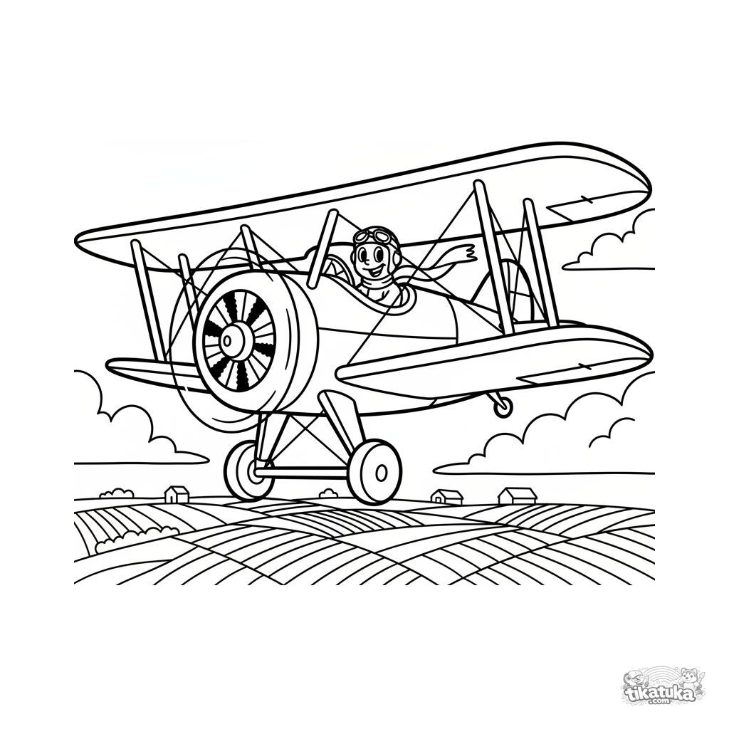 Biplano Vintage Sobre Campos