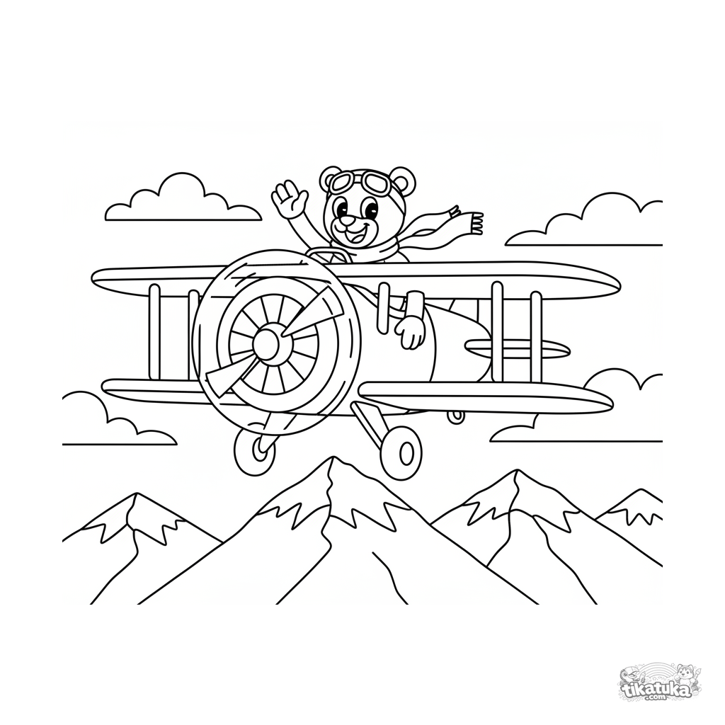 Biplano sobre las montañas