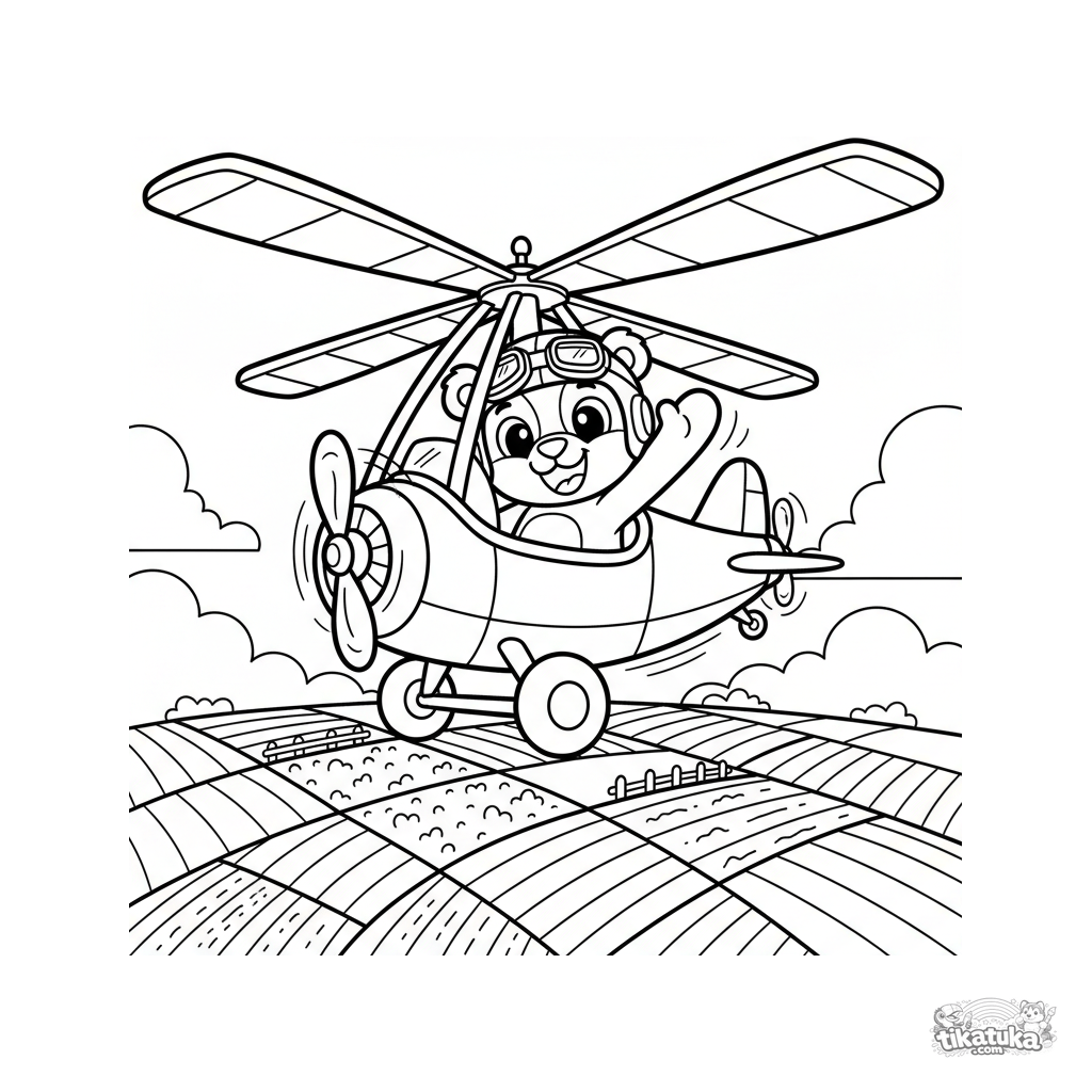 Autogiro Vintage con Piloto Oso