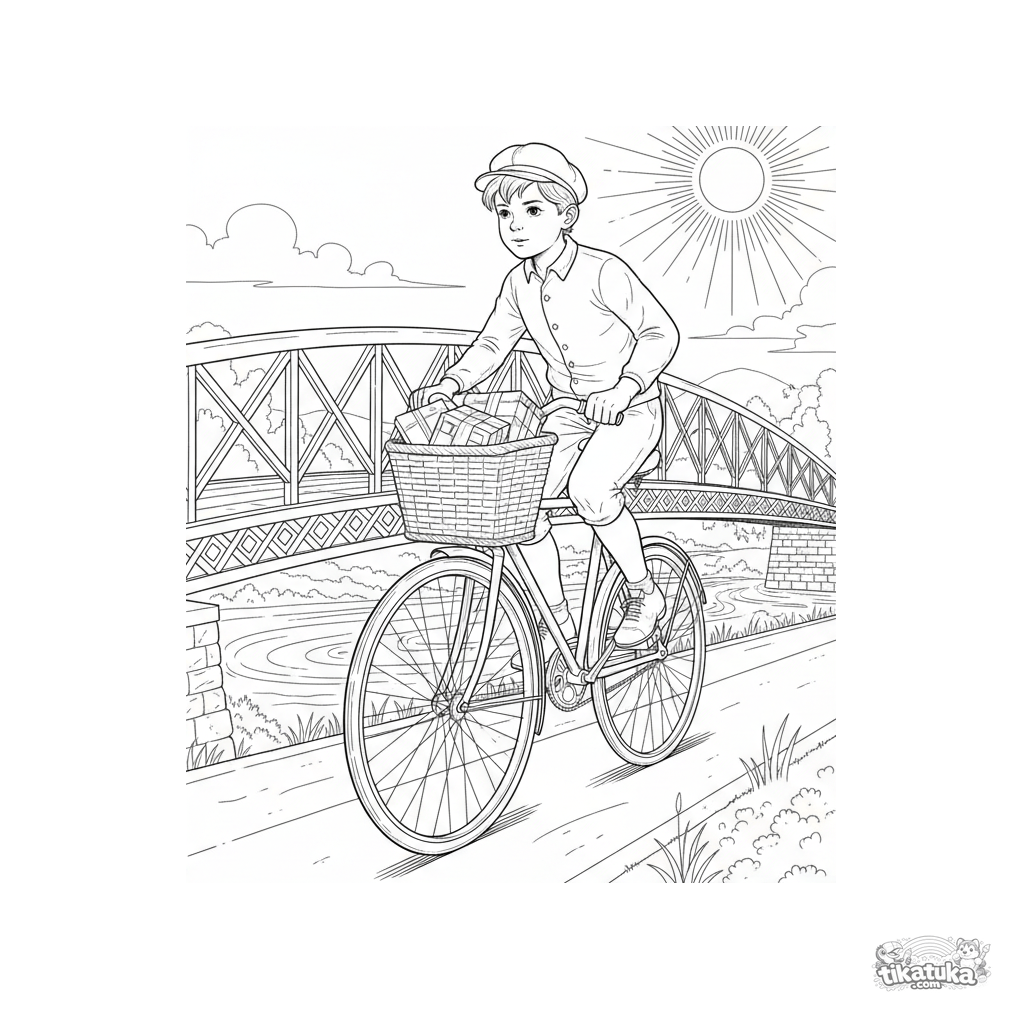 Mensajero en bicicleta vintage en el puente