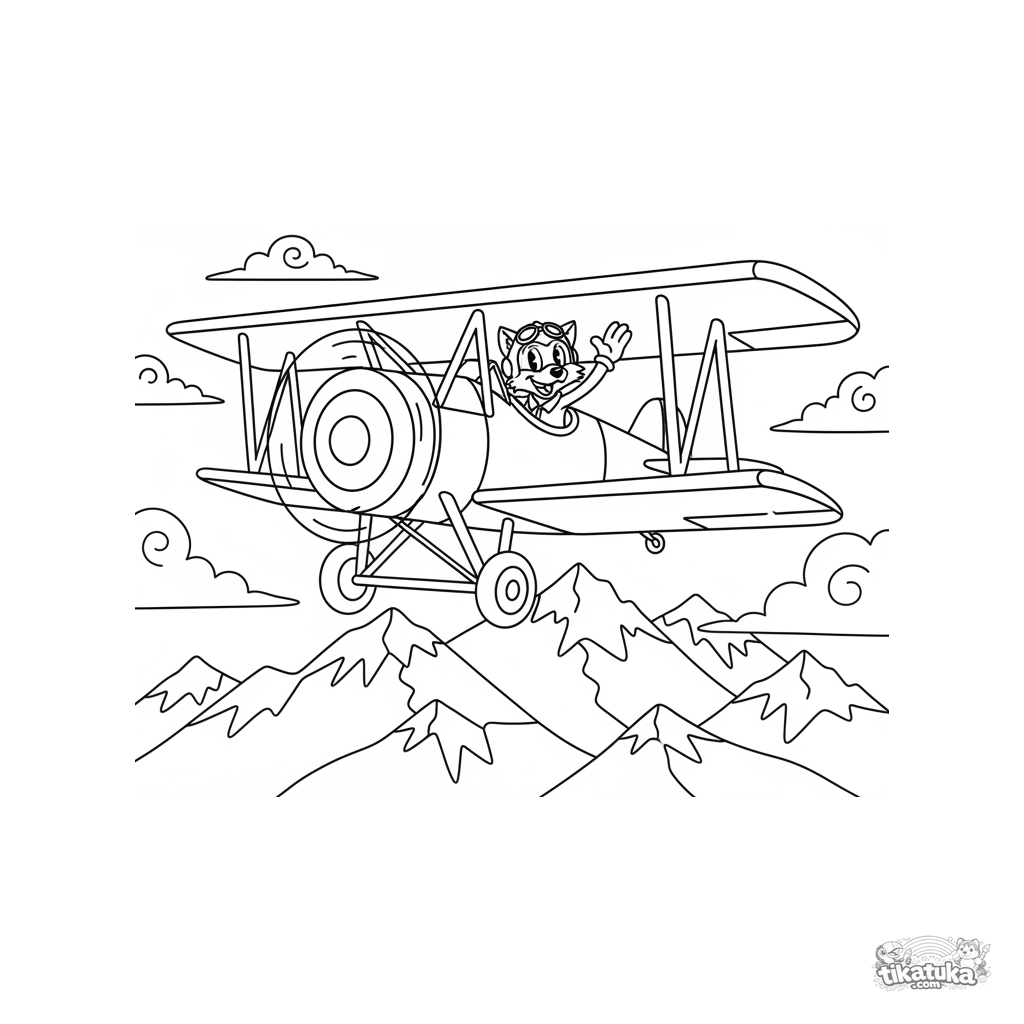 Biplano Vintage Sobre Montañas