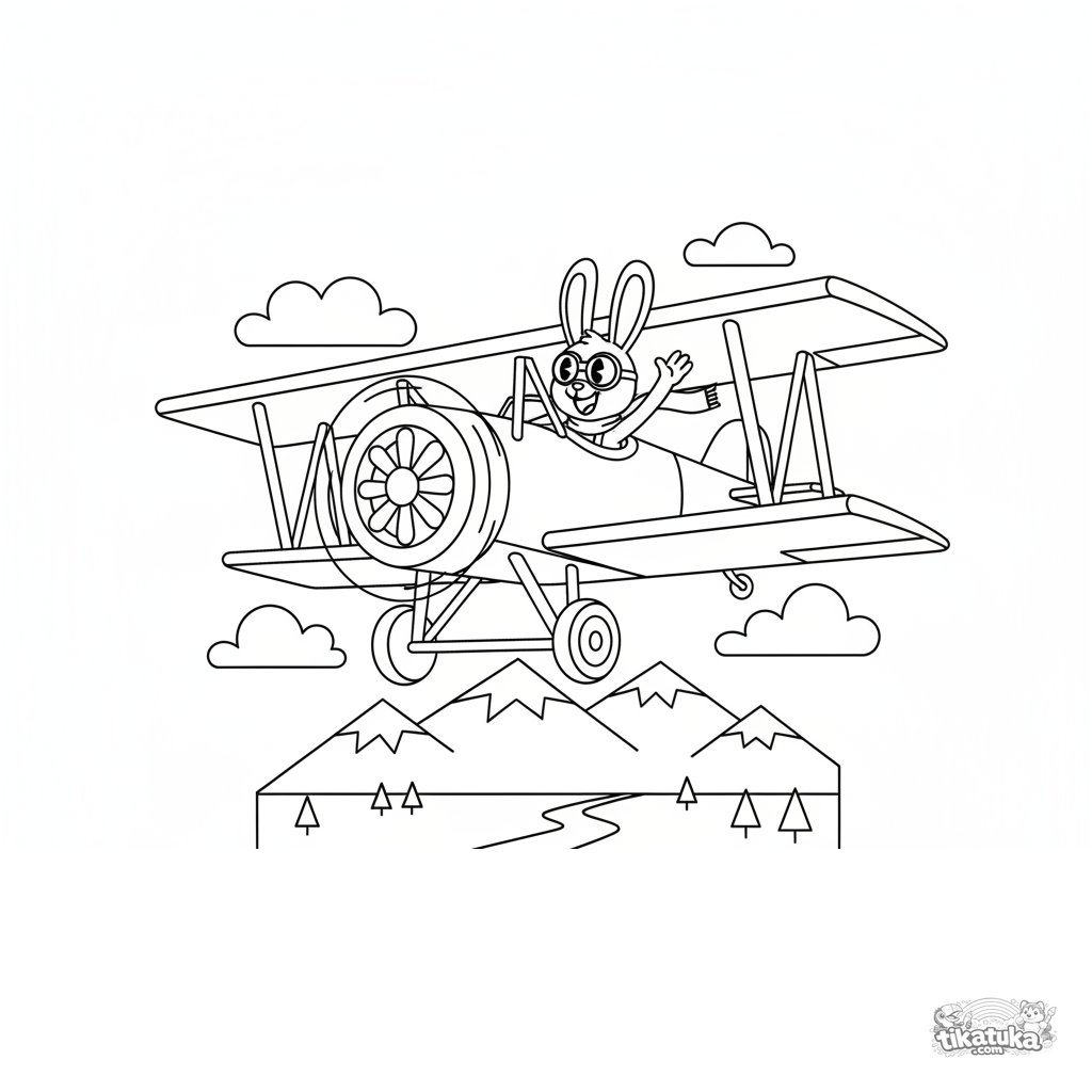 Biplano Vintage Sobre Montañas