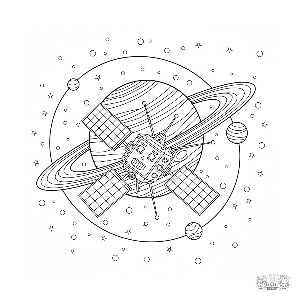 Sonda vintage orbitando gigante gaseoso