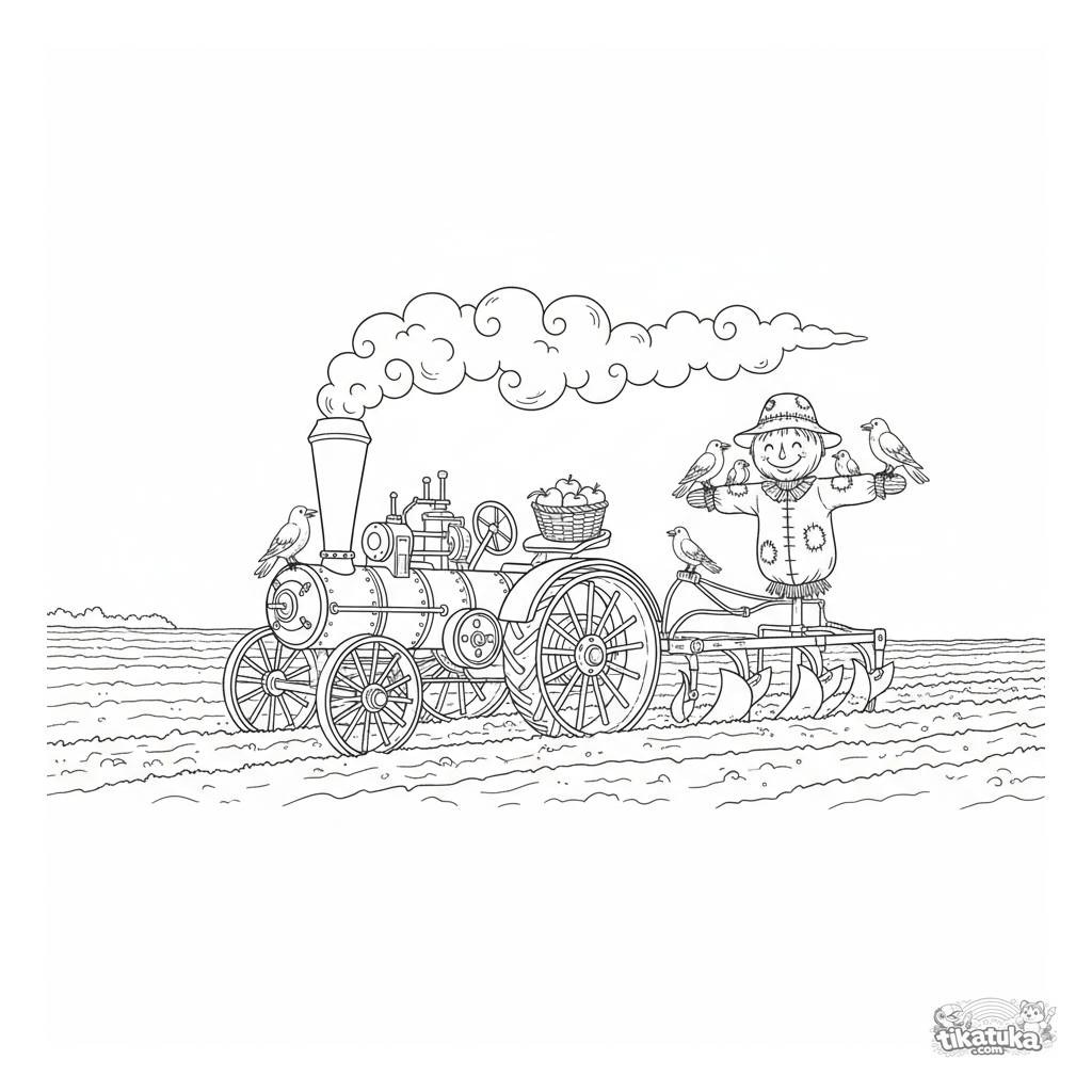 Tractor de Vapor Antiguo en el Campo