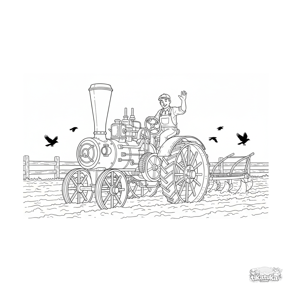 Tractor de Vapor Vintage Arando